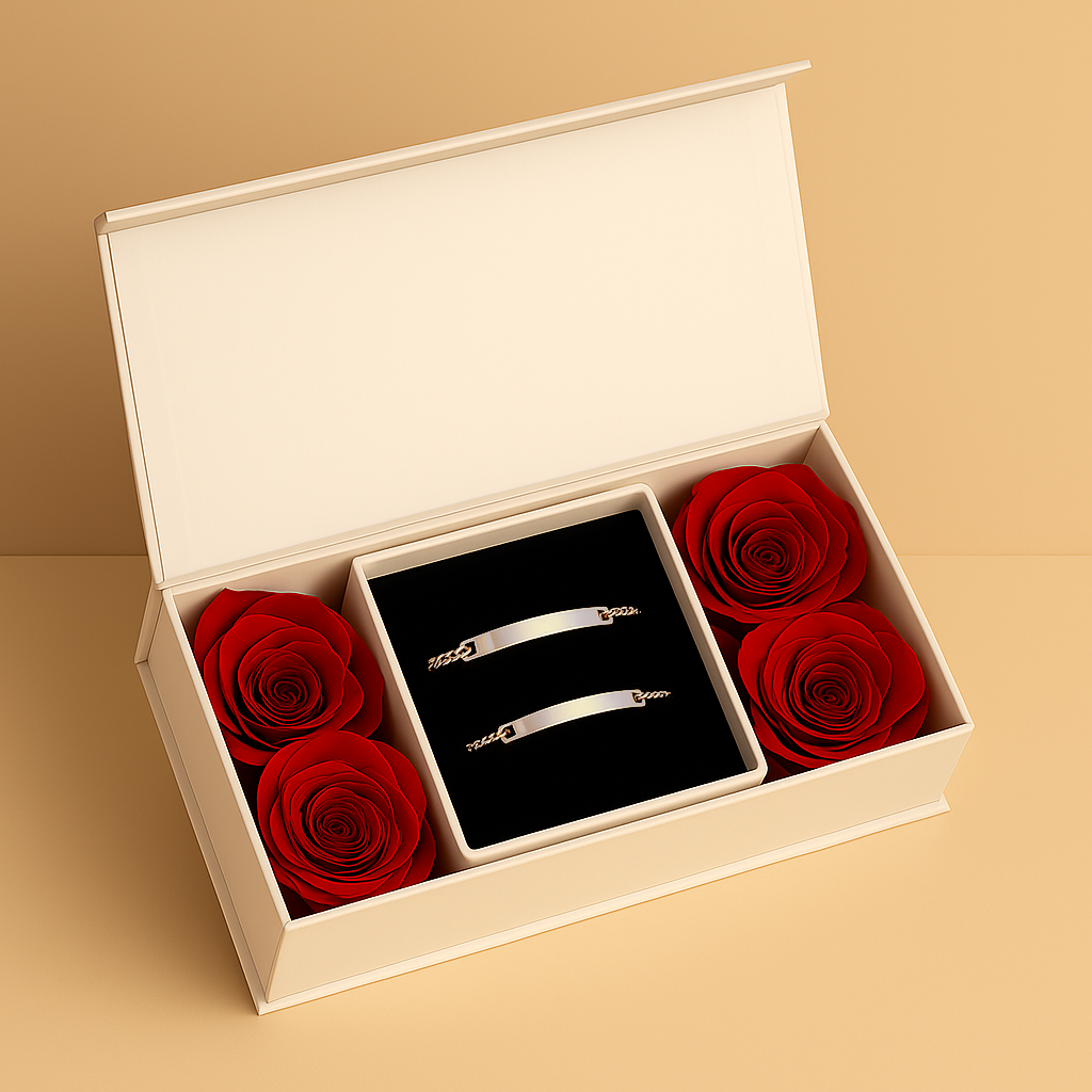 Engraved Bracelet Set - w/ Eternal Rose Box