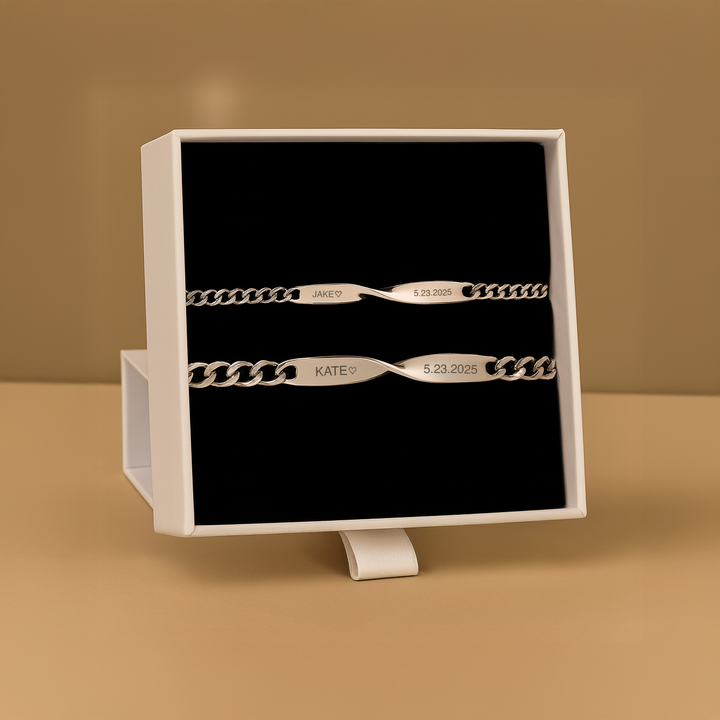 Infinity Engraved Bracelet Set