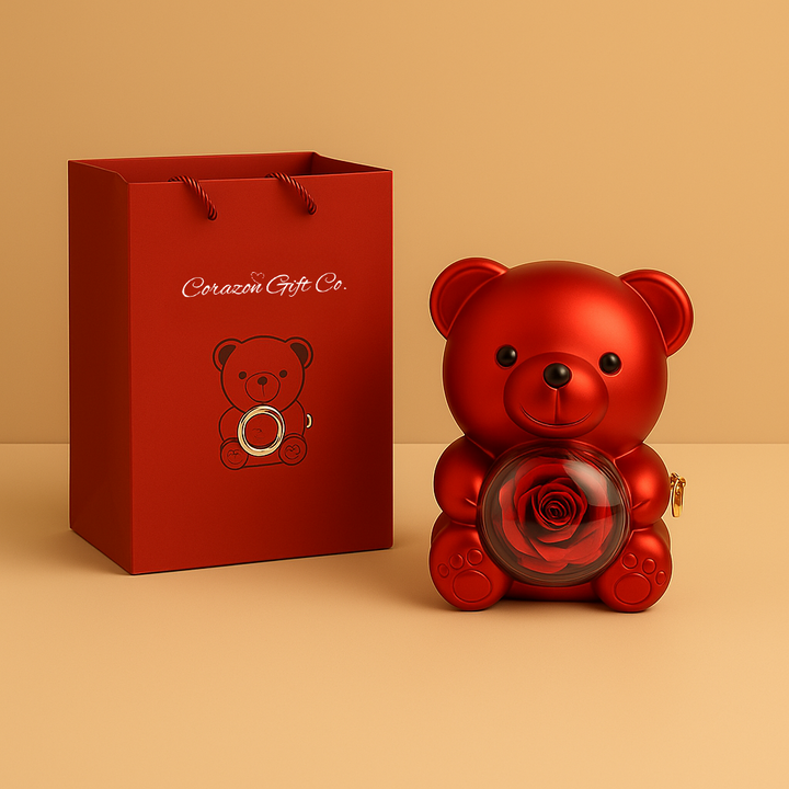 Eternal Rose Bear - w/ Engraved Necklace