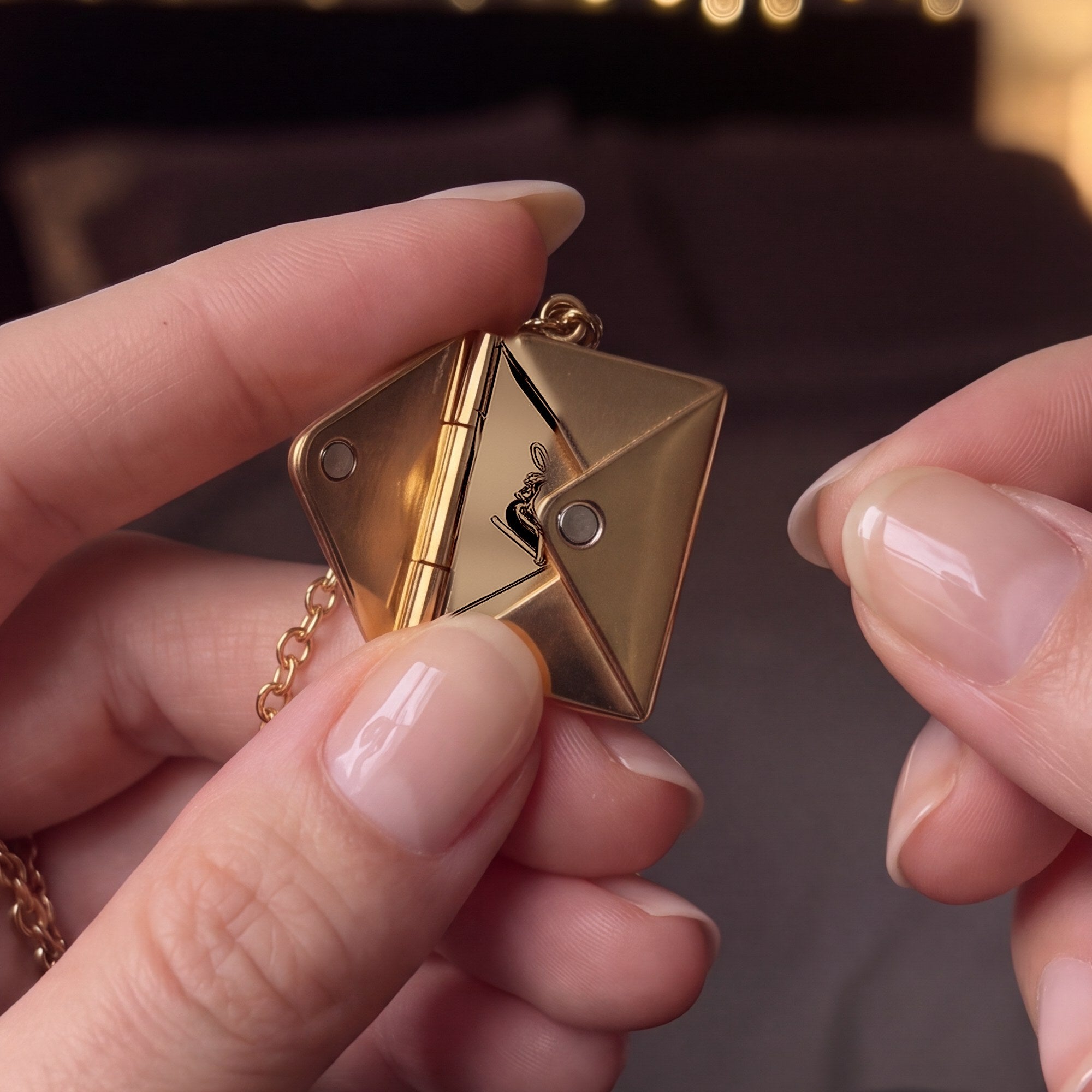 The envelope locket opened